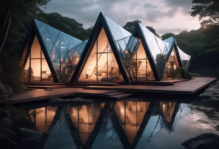 <lora:Triangle Glass Houses Artstyle - Trigger is trhs artstyle:1> trhs artstyle, (lost city underwater full of triangle glass houses.:1.4)