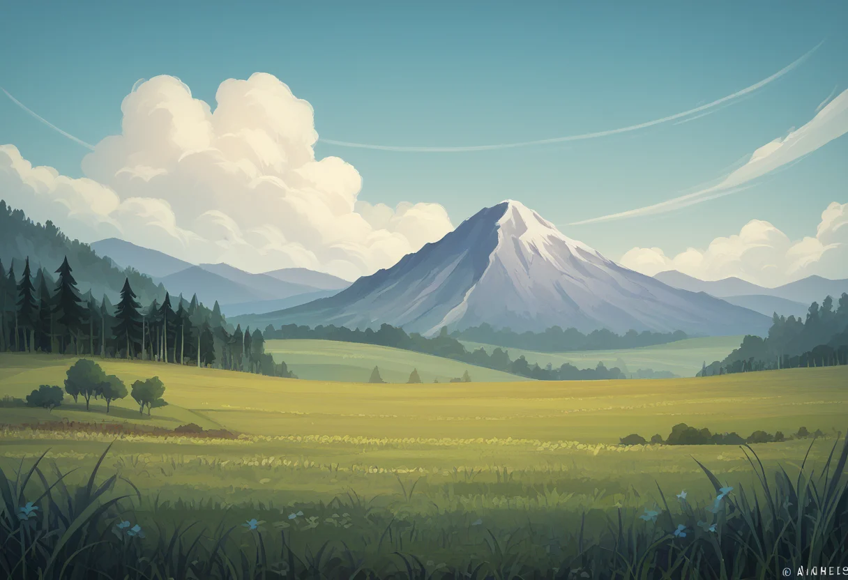 hi_res, score_9, score_8_up, sharp focus, mountains, fields, forest, sky, clouds <lora:MLP_Style:1>