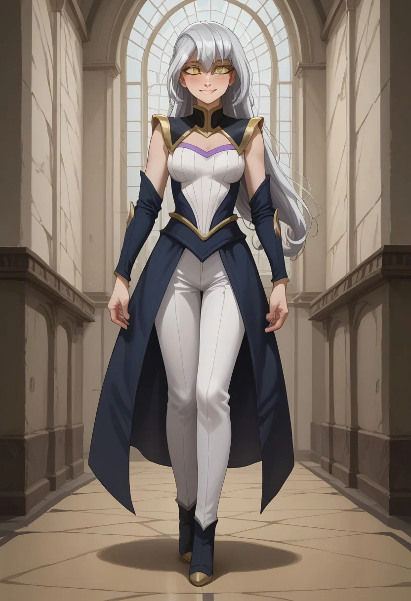 OverallDetail, masterpiece, best quality, score_9, score_8_up, looking at partner, lidded eyes, solo, 1girl, adult woman, 30 years old. five fingers, close-up, female, show accurate, breasts, cute, blush, masterpiece, best quality, 1girl, source_cartoon,
gracetyler, lime eyes, silver hair, long hair, realistic hair, messy hair,
smiling, medium breasts, high res image, masterpiece, best quality, cute face, clear skin, shiny hair, ultra detailed eyes, 1girl, (full body view:1.8),