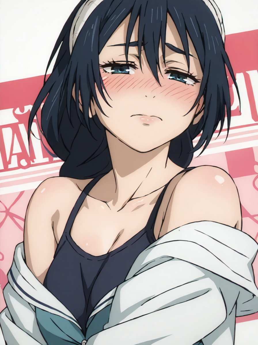 score 9, score 8 up, score 7 up, detailed background, shiny skin,
<lora:riko.pony:1>,
riko,
wide hips,
undressing, 
half-closed eyes, heavy blush,