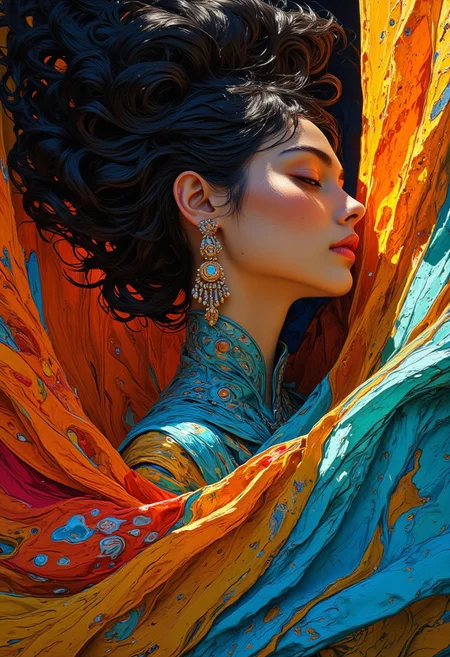 Embrace ,feelings, vibrant paint