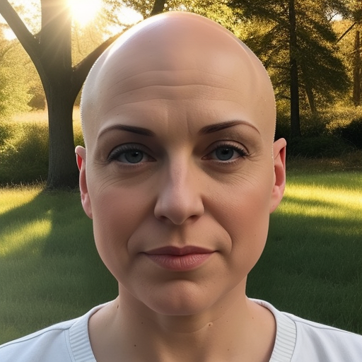 woman, bald <lora:exposure_slider_v8_000000490:3>, outdoors, sun