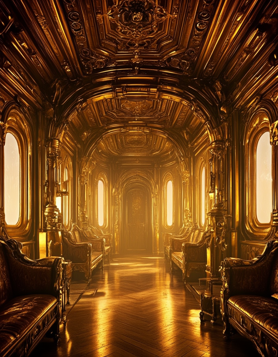 <lora:City_Worlds02_Lost_Operaflux:1>  cw02lost, cyberpunk, train station, baroque, medieval, gold, rich room interior,