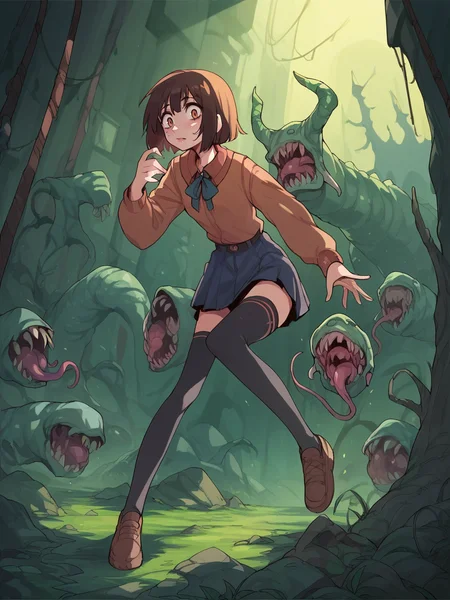 source_anime, score_9, score_8_up, score_7_up, score_6_up, score_5_up, thighhighs, <lora:D4lm4uXLP:1> d4lm4u, 1girl, monster,