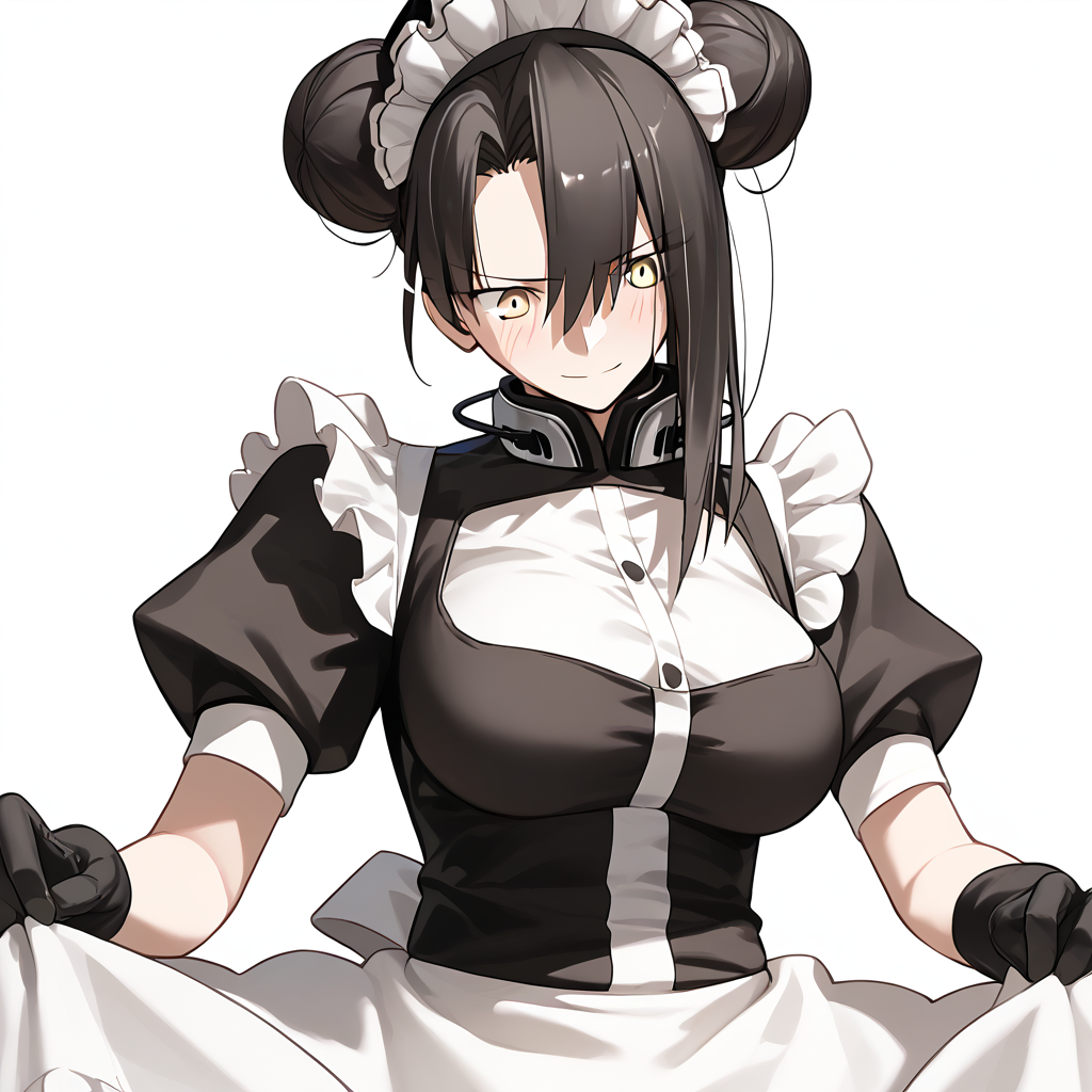 <lora:Takeuchi_Takashi_PonyXL_style_v01:1>
<lora:agent.pony:1>
score_9 , score_8_up , score_7_up , source_anime , 
masterpiece , best quality , ultra-detailed , 
BREAK
agent \(girls' frontline\), maid
1girl , woman , huge breasts , light smile , light blush , ((medusa (fate)):0.5)  , 
long black hair  , maid dress ,  
looking down