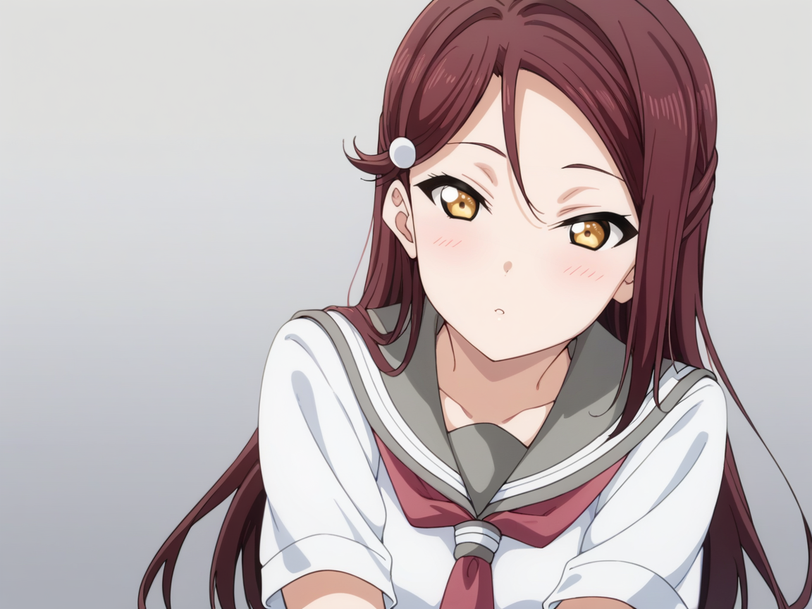 score_8_up,score_7_up, solo focus, 1girls, source_anime,
sakurauchi riko, red hair, yellow eyes, long hair,
uranohoshi school uniform, serafuku, white shirt, neckerchief, grey dress,
simple background, gradient background, <lora:yoshiriko-sdxl:1>