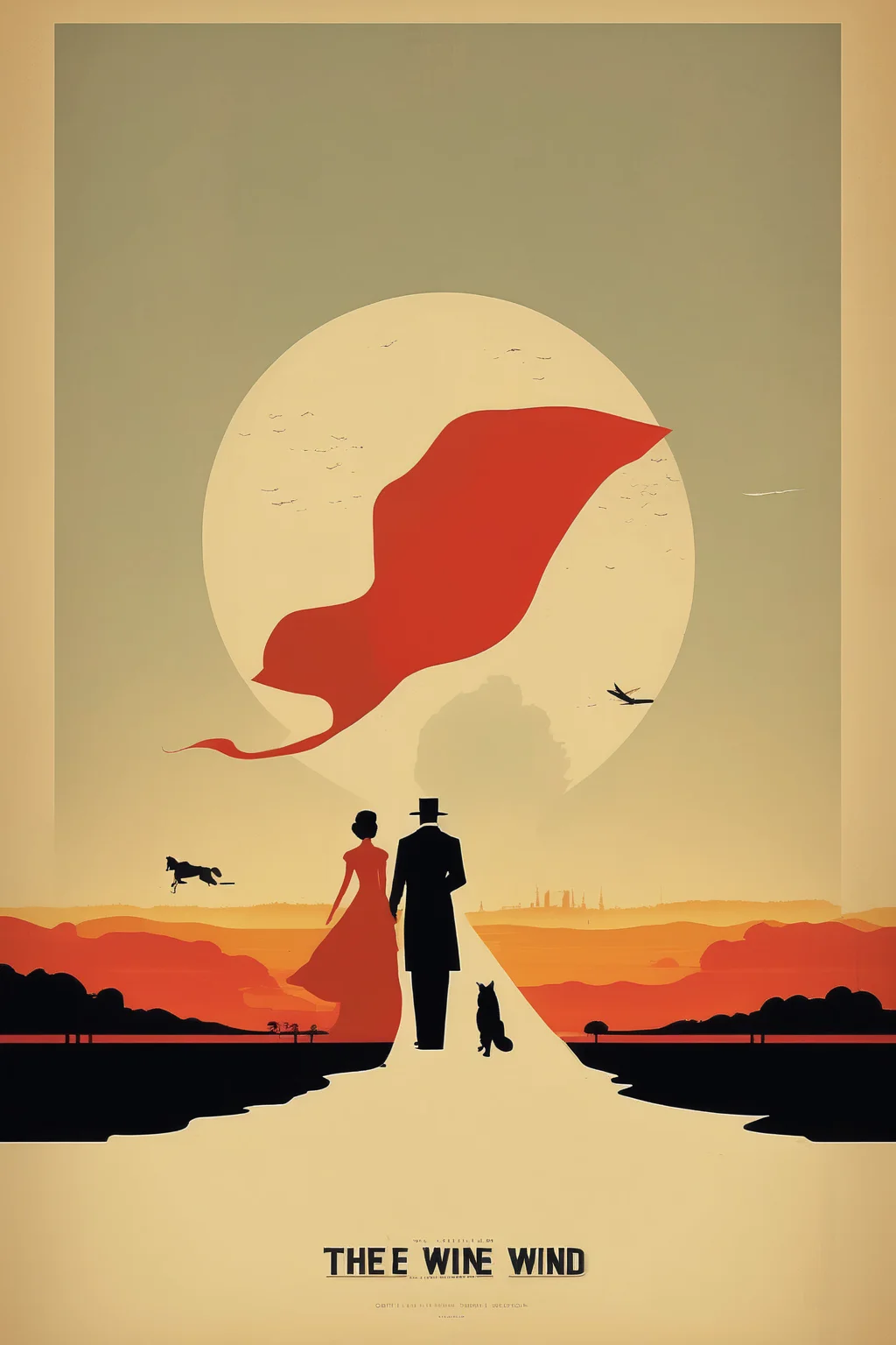 <lora:Olly Moss Style:1>Olly Moss Style - Gone with the Wind in the style of a minimalist travel poster