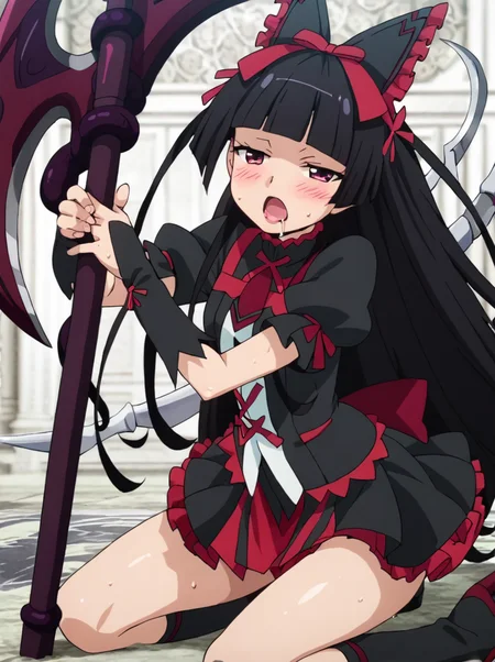 score 9, score 8 up, score 7 up, detailed background, shiny skin,
<lora:rory.pony:0.9>,
rory, def,
hugging weapon, scythe, blush, kneeling, open mouth, half-closed eyes, sweat, saliva,