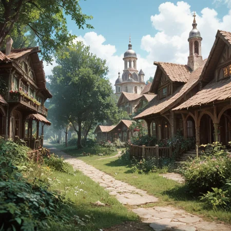 score_9, score_8_up, score_7_up, scenery, village, nature, highly detailed, masterpiece, hyperrealistic, <lora:Esenin:0.4>