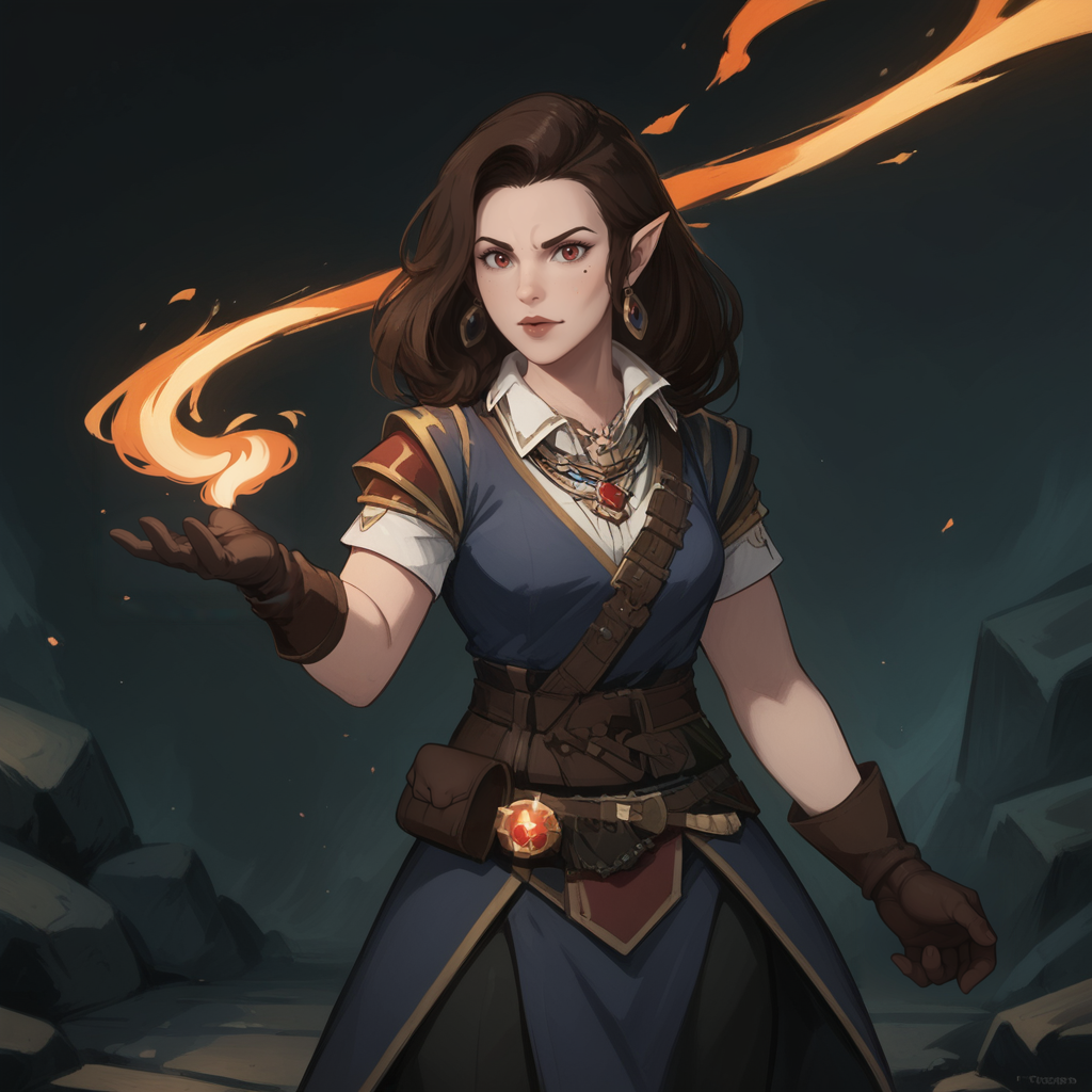 score_9, score_8_up, score_7_up, cowboy shot, 3/4 view, 1girl, <lora:Octavia_Pathfinder_Kingmaker_PXL:1> octavia_kingmaker, dynamic pose, hand out, brown gloves, casting spell, fire ball, floating ball of fire, flame sphere, fire, flames, BREAK indoors, maze, labyrinth, dungeon, dark background