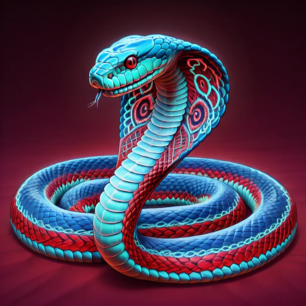 masterpiece, best quality, <lora:NajaCobra_Illustrious:1> Naja, animal focus, no humans, majestic cliff vista, snake, red pattern, neon pattern, dizzy patternâââ