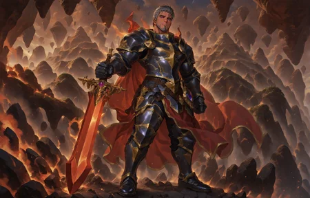 <lora:Babylon_-_Landscape__Background:1>, st_babylon, full body, landscape,  ((wide shot))
<lora:face_Cadanova_Alchemist_Code_repair-000003:.8>, (tagatamecadanova, 1boy, short hair, grey hair, purple eyes, solo, male focus, mature male, muscle body, bara, armor, cape, greadsword, holding sword,)
(very short hair, beard, bara, mature, facial hair, stubble, beard, full beard, sideburn, beard, a lot of beard, ), facial hair,male focus, muscular male, muscular male, bara, mature,  bara, mature, aixiwuganda_(20222192), very awa, masterpiece, best quality, absurdres, newest, perfect quality, detailed background, intricate details,
<lora:slider_Body Type_alpha1.0_rank4_noxattn_last:3><lora:Anime Summer Days 2 Style SDXL_LoRA_Pony Diffusion V6 XL:.6><lora:slider_cfg_scale_boost:.7><lora:Artist6p:.55>, Artist6p, Artist04p,<lora:slider_il_brightness_slider_d1:-1><lora:slider_il_contrast_slider_d1:-1><lora:slider_DarkSlider1.2_alpha1.0_rank16_full_300steps:-.6>