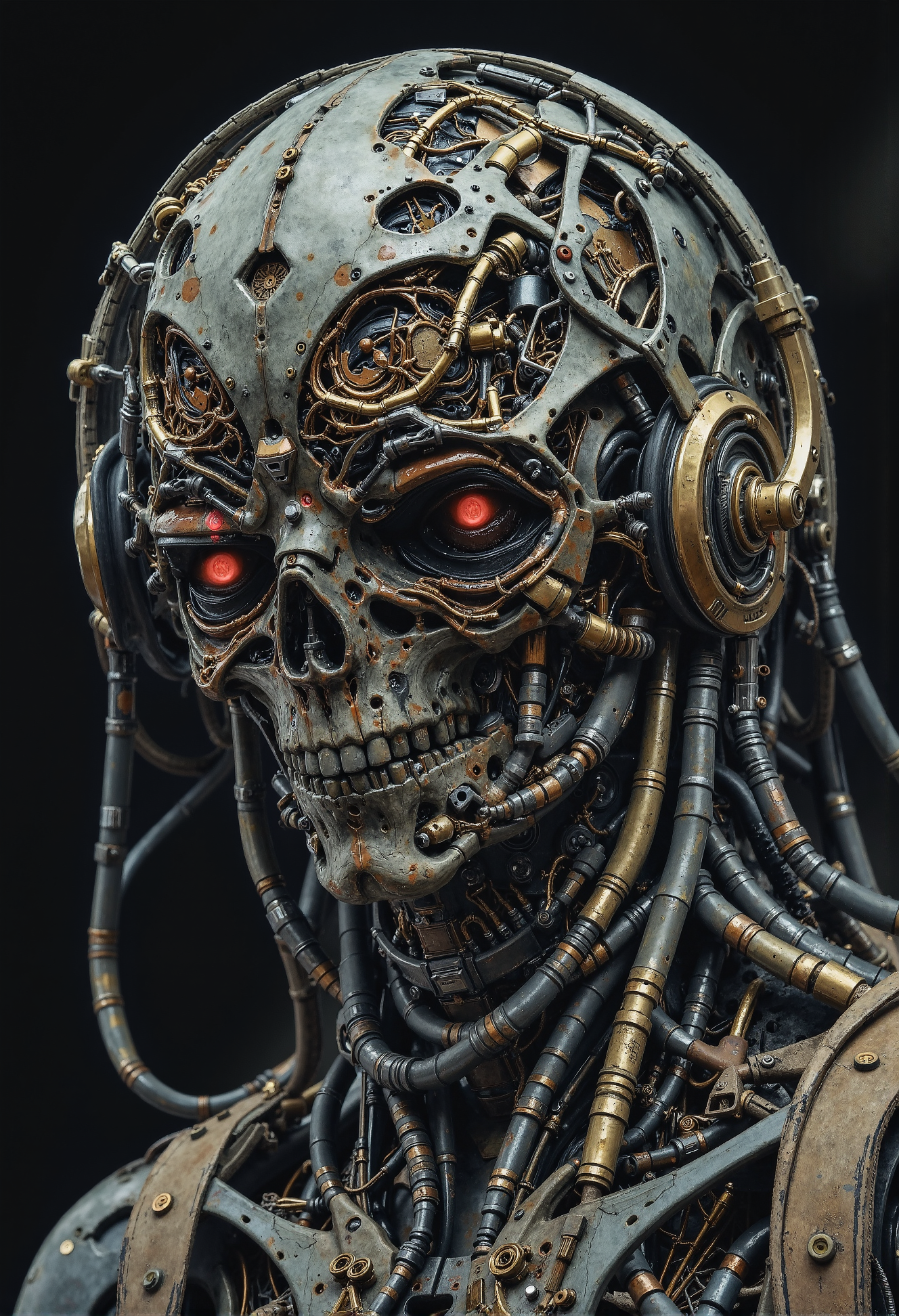 illusion, dream, pain, suffering, shattered skull,  <lora:Warhammer_Rogue_Trader_Style_flux-000021.safetensors:0.25>,   <lora:Cyberpunk Realistic V1.safetensors:0.75>,  <lora:ck-skynet-000019.safetensors:0.4>,  <lora:wired-cyborg02-fl.safetensors:0.3>, <lora:HORROR_2_FLUX.safetensors:0.55>,    <lora:YFG-Asak-v1e4.safetensors:0.25>,  <lora:Exogenous.safetensors:0.7>,  <lora:sss-snek-000001.safetensors:0.5>,