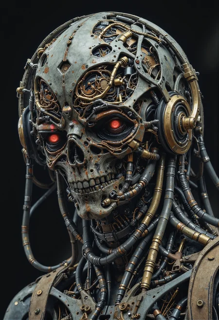 illusion, dream, pain, suffering, shattered skull,  <lora:Warhammer_Rogue_Trader_Style_flux-000021.safetensors:0.25>,   <lora:Cyberpunk Realistic V1.safetensors:0.75>,  <lora:ck-skynet-000019.safetensors:0.4>,  <lora:wired-cyborg02-fl.safetensors:0.3>, <lora:HORROR_2_FLUX.safetensors:0.55>,    <lora:YFG-Asak-v1e4.safetensors:0.25>,  <lora:Exogenous.safetensors:0.7>,  <lora:sss-snek-000001.safetensors:0.5>,