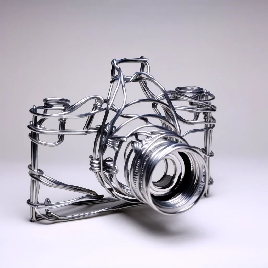 wirex wire sculpture camera<lora:wirex:1>