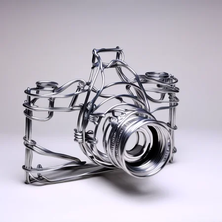 wirex wire sculpture camera<lora:wirex:1>