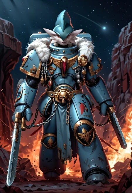 (((Gallade))), male, anthro, Score_9_up, absurdres, source: Gamesworkshop, the Space Wolves chapter, muscular Gallade, red eyes, head crest, feral , in gray armor with fur trim and astartes helmets wielding chain swords, best quality, expressive eyes, perfect face, perfect anatomy, highly detailed, perfect hands, Warhammer 40K, space marine, mantisdetailerse, adddetails, MOVIE STILL
FILM STILL
CINEMATIC
CINEMATIC SHOT
CINEMATIC LIGHTING, SpaceW40K