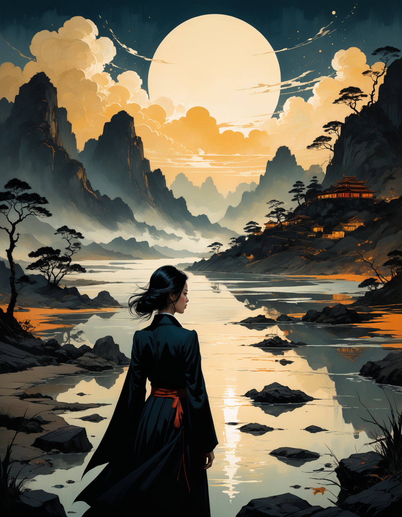 professional photograph of a tepid epic landscape  by  Abigail Larson and Dustin Nguyen and martin parr , bold lines, hyper detailed, dark limited palette, dramatic lighting,  (intricate details, masterpiece, best quality:1.4),
<lora:add-detail-xl:1> <lora:xl_more_art-full_v1:0.5>