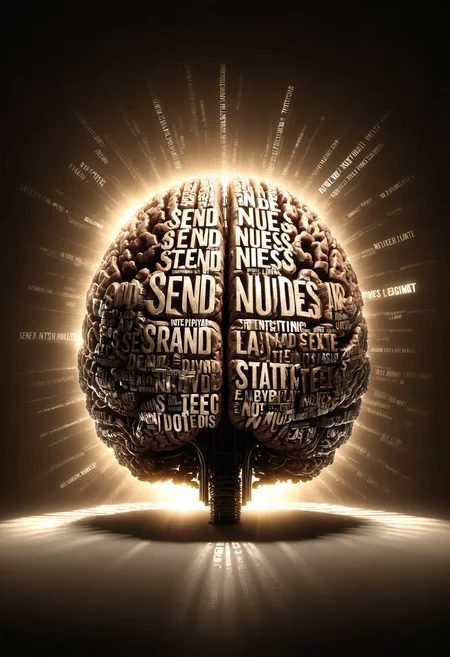 brain trending on artstation, deviantart, 8k, hd, dramatic lighting, god rays, text logo "SEND NUDES" <lora:dvr-txt:1>  dvr-txt