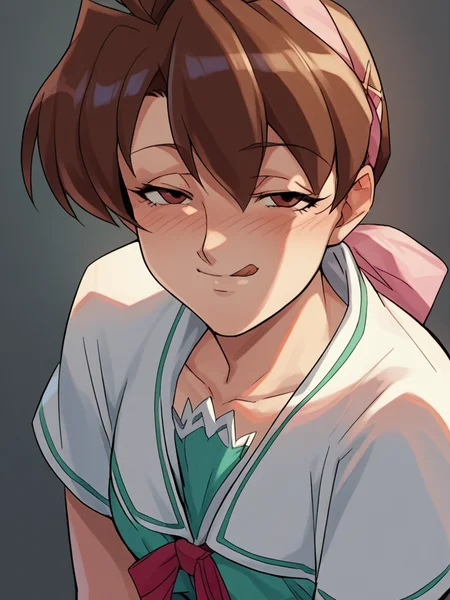 score_9, score_8_up, score_7_up, source_anime, uncensored, <lora:Fuko_Kuzuha_PDXLv0:0.8> 1girl, fuko kuzuha, aged up, adult, mature body, <lora:seductive-smile-ponyxl-lora-nochekaiser:1> seductive smile, come hither, naughty face, school uniform,