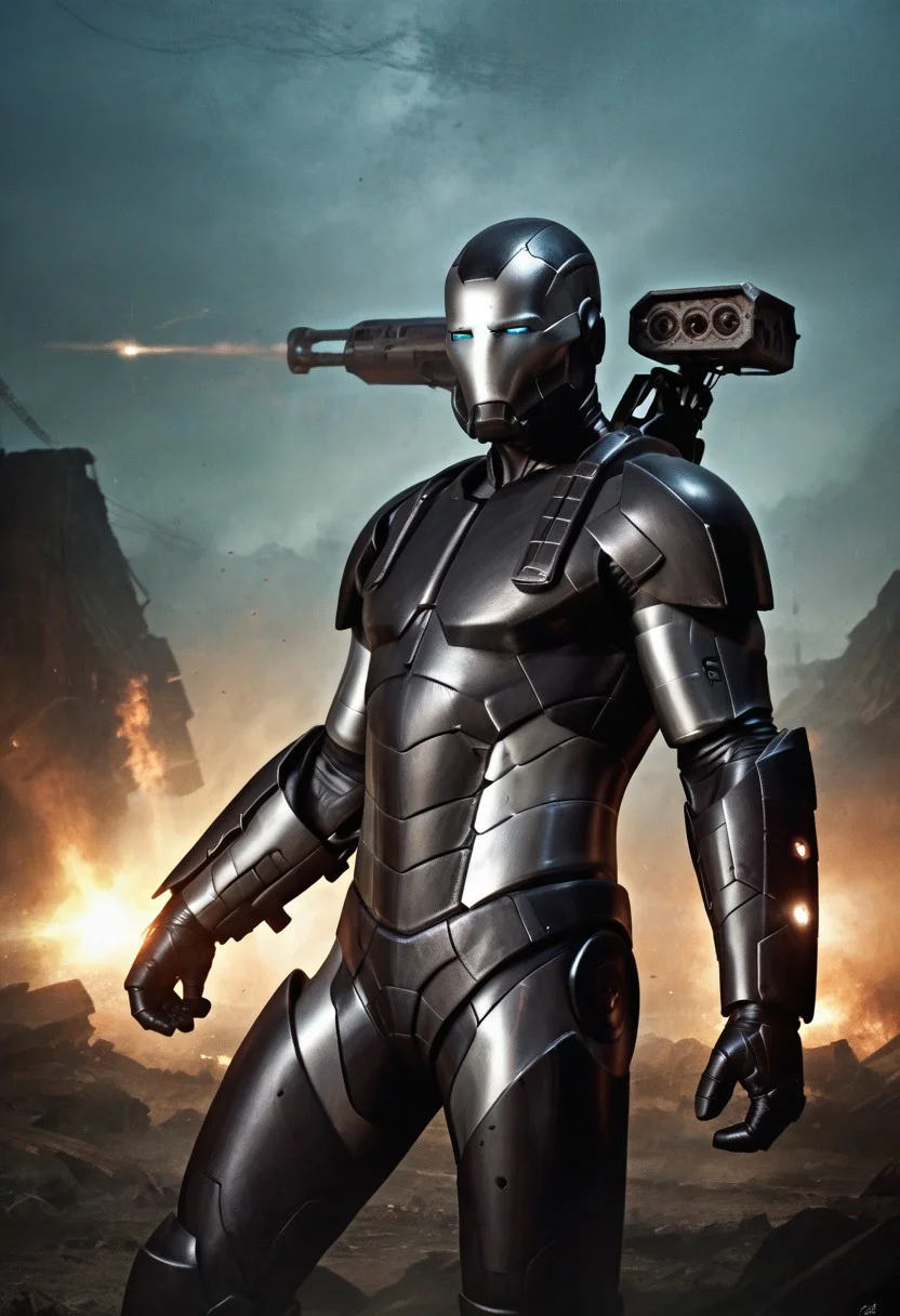 score_9, score_8_up, score_7_up, War machine, black armor, modern armor, modern suit, neutral stance, side view, futuristic metal armor, (((realistic, photorealistic)))