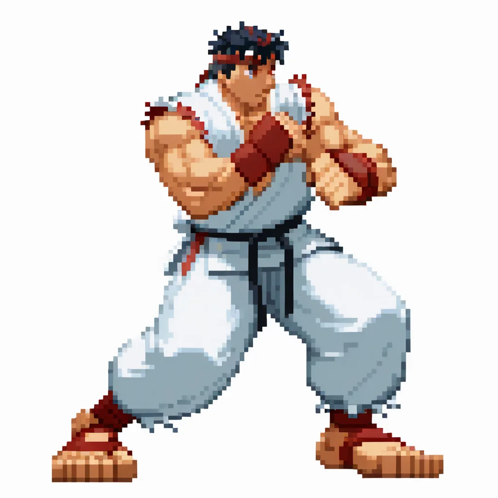 CapcomVsSnk,, white background,,
1boy, (ryu:1.1),, looking at away, dynamic pose, full body, fighting stance,
<lora:ACapVSsnk_Style:1.2>,