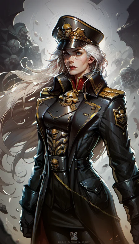 score_9, score_8_up, score_7_up, 1 girl, detailed face, long white hair, warscape, war, , dynamic pose, in movement
from from belov,
<lora:Zeronis_Style:0.8> zeronis,
<lora:Expressive_H:0.6> Expressiveh,
<lora:princess_pony_v1:0.5>,
<lora:PulenKompot-Ganassa Style-PonyXL:0.5> ganassa,
 <lora:commissar_uniform_WH40K:0.8>, commissar uniform, long coat, commissar hat