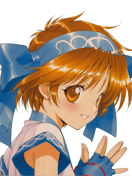 masterpiece,best quality,newest,1girl,solo,
<lora:rimururu_ilxl_v1.3:1>,n_rimu,short hair,brown hair,brown eyes,r_bow,
r_clothes,fingerless gloves,<lora:Fixhands_anime_bdsqlsz_V1:1>,white_background,simple_background,looking_at_viewer,smile,light_blush,face_focus,upper_body,steepled fingers,profile,