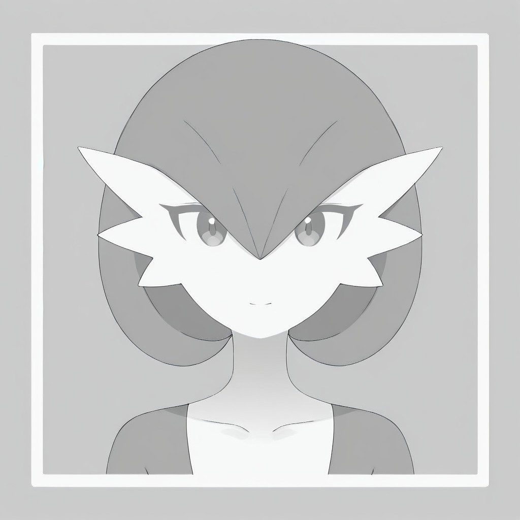 grayscale, placeholder style, gardevoir, portrait