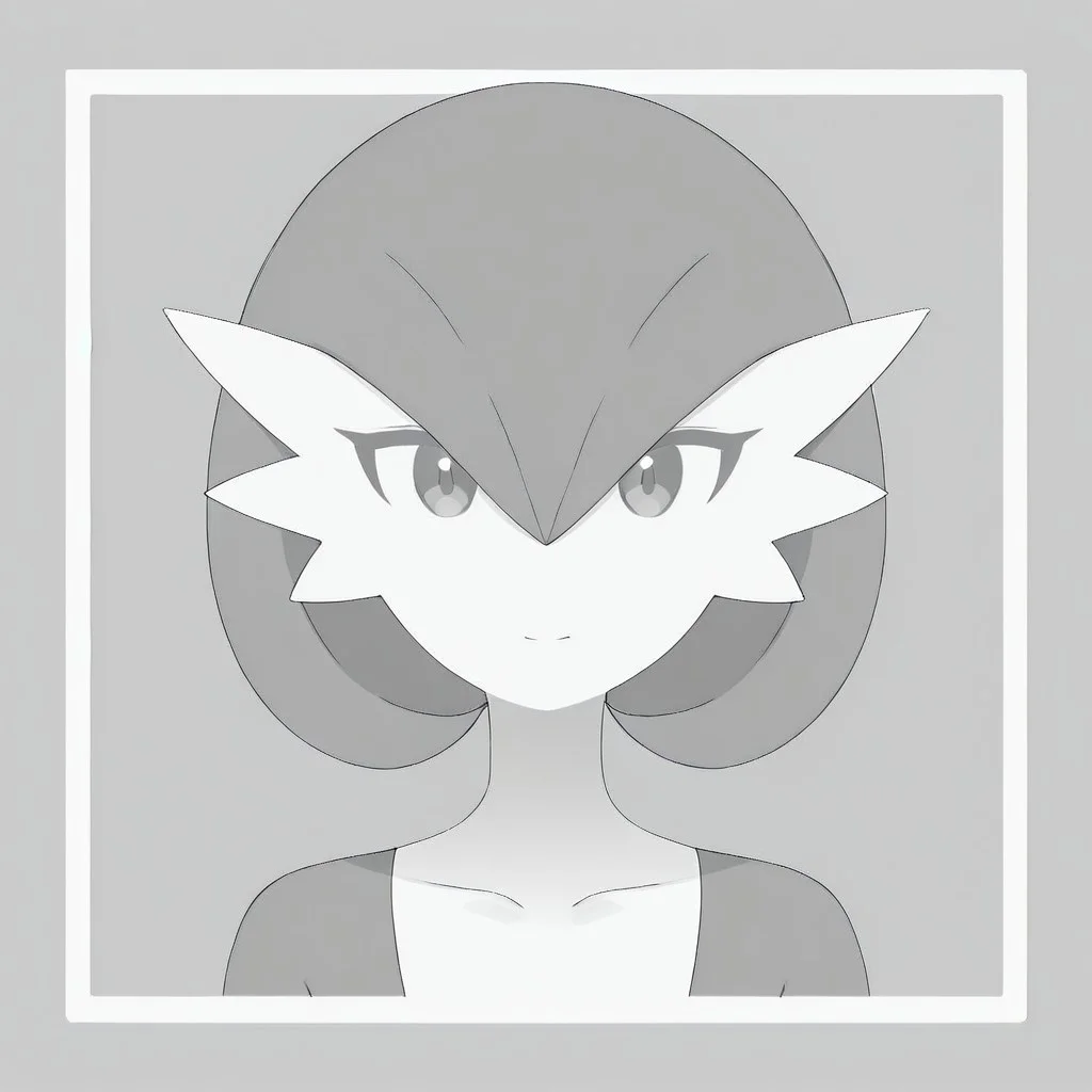 grayscale, placeholder style, gardevoir, portrait