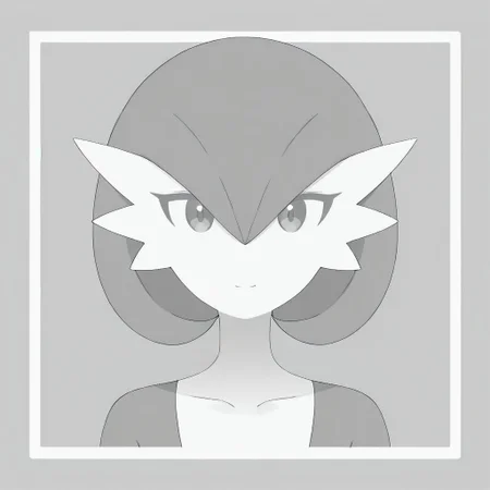 grayscale, placeholder style, gardevoir, portrait