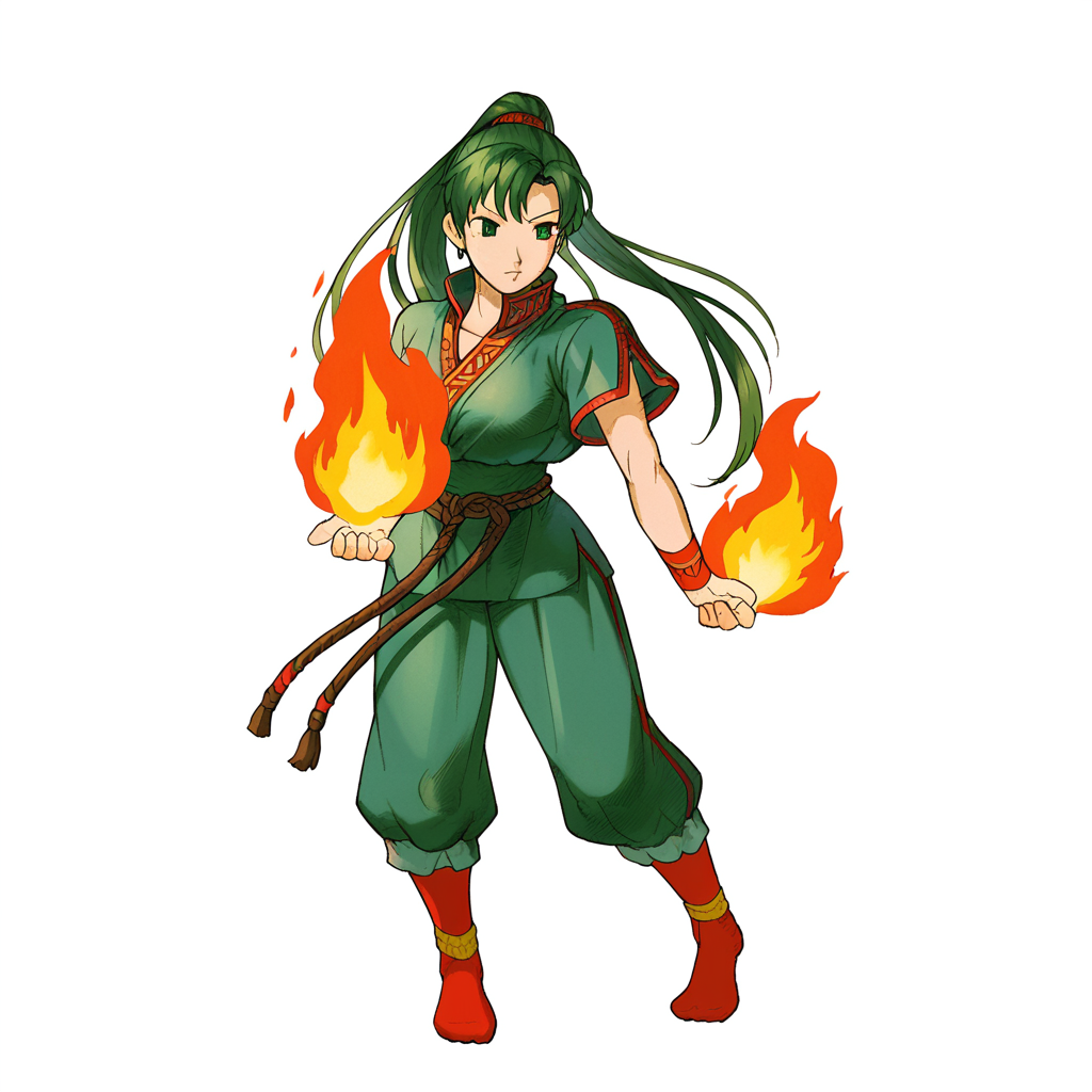 MVC2style, simple background, white background, full body,lyn_(fire_emblem), fire_emblem, 1girl, <lora:MVC2Style_SDXL-000005:1.0>