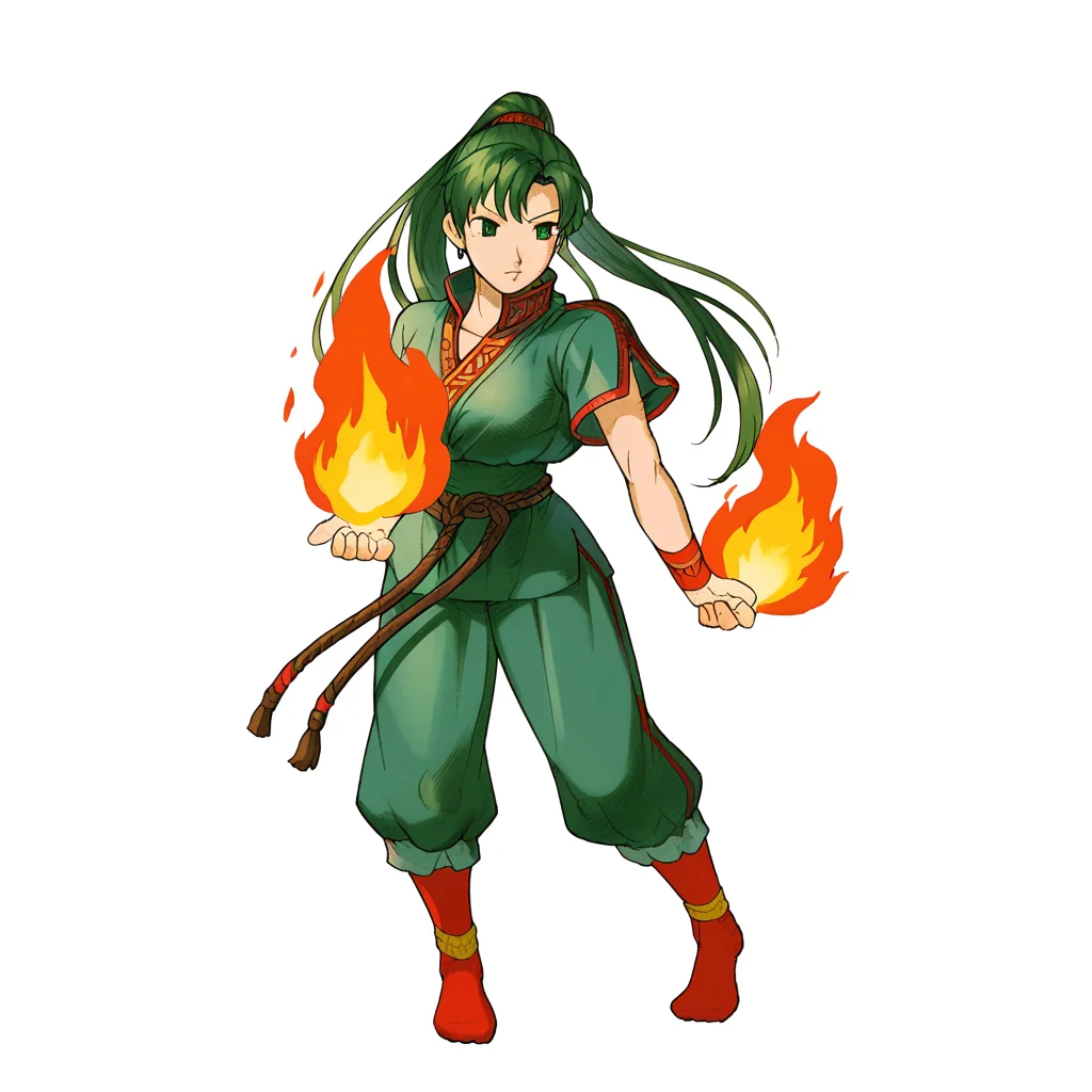 MVC2style, simple background, white background, full body,lyn_(fire_emblem), fire_emblem, 1girl, <lora:MVC2Style_SDXL-000005:1.0>