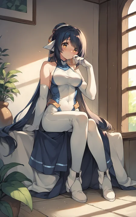 score_9,score_8_up,score_7_up,score_6_up,score_5_up,score_4_up,(source_anime),1girl,<lora:kuon_pony:0.8>,kuon,kuon \(utawarerumono\),utawarerumono,utawarerumono: itsuwari no kamen,white bodysuit,sitting,blue armored dress,