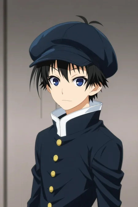 score_9, score_8_up, score_7_up, , rating_safe, , anime screencap, , official style, looking at viewer, depth of field, 1boy, solo, male focus, <lora:misogi_kumagawa_pony:0.96>, misogi_kumagawa, black hair, blue eyes, short hair, ahoge, , , hat, <lora:sdxl_lightning_8step_lora:1>
