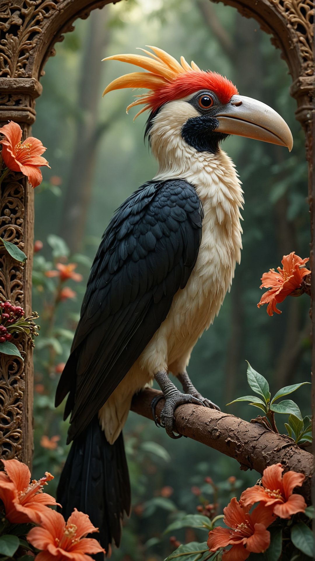 ethereal Hornbill, 8k, buceros :: intricate details, ornate, flowery, bright colors background, peaceful, detailed illustration, octane render :: Johanna Rupprecht style, William Morris style :: trending on artstation 
, <lora:aidmaFluxStyleXL-v0.2:0.7> 
 <lora:aidma-Image Upgrader-v0.1:0.35>