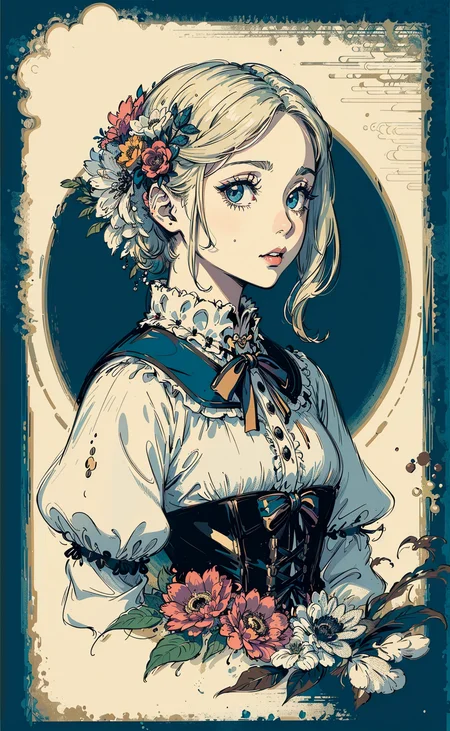 (masterpiece, top quality, best, official art, beautiful and aesthetic:1.2),
1girl, (pop art:1.4), (zentangle, flower effects:1.2), (art nouveau:1.1),(Gothic Lolita:1.3)