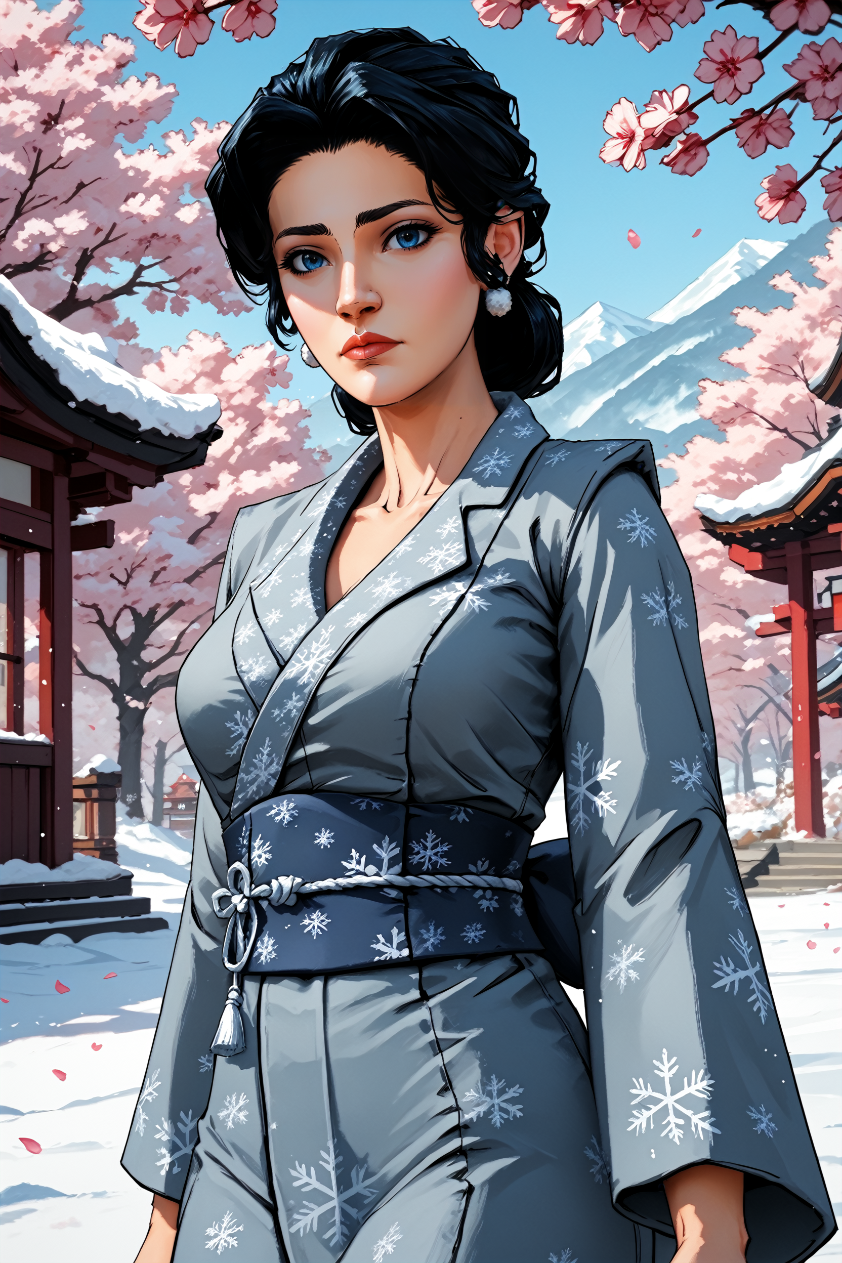 score_9, score_8_up, score_7_up,
<lora:WolfSnow:0.8>
WolfSnow, 1girl, black hair, blue eyes, looking at viewer, in a traditional kimono, surrounded by cherry blossoms