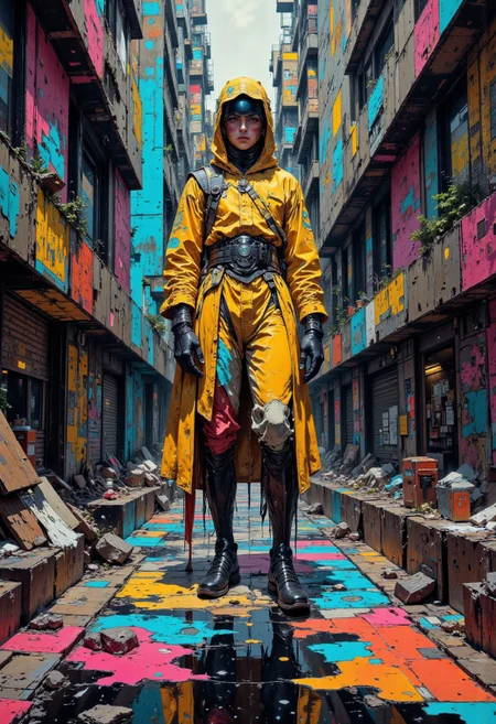 Create photographs that blend surreal artificiality with the vibrant, raw humanity of urban life, where calculated structure meets spontaneous chaos. Capture controlled studio portraits juxtaposed against the layered textures of bustling streets, allowing stiff poses to merge with candid gestures. Use harsh, direct lighting to cast sharp contrasts on natural gestures, while incorporating soft, diffused ambient city light to add a tactile, film-like quality with subtle grain.
Focus on close-up and full-body shots of isolated figures, such as performers frozen mid-action, their forms framed against dynamic backdrops of stark, minimalist walls interwoven with fractal-like reflections in puddles and glass. Play with depth of field to isolate the subject while allowing controlled, repeating patterns to spiral outward in urban textures. Clashing color palettes collide with harmonious hues, blending neon city lights with muted, studio tones. The result is a fragmented narrative where chaos and order coexist, immersing the viewer in a surreal yet emotionally resonant exploration of fractal design within both natural and controlled environments