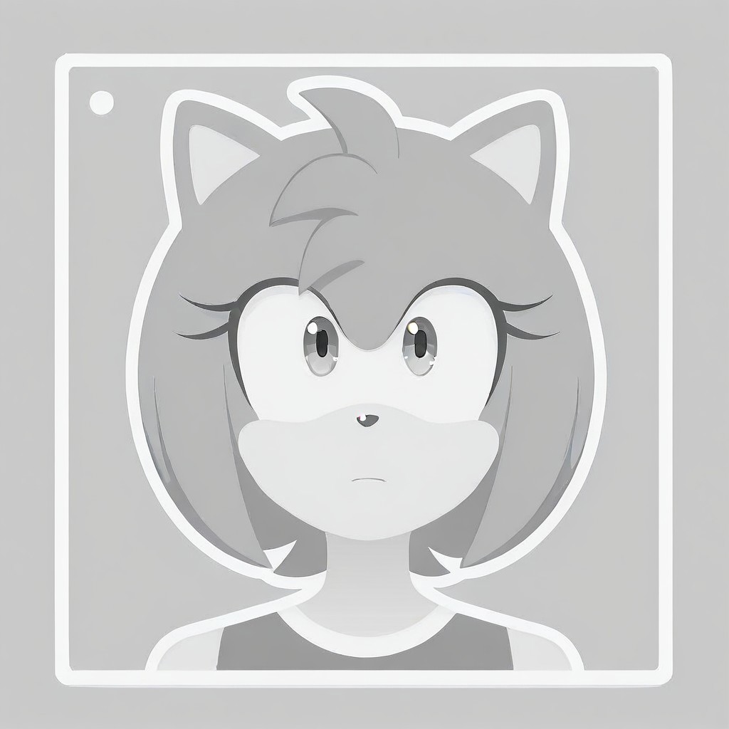 grayscale, placeholder style, amy rose, portrait, outline