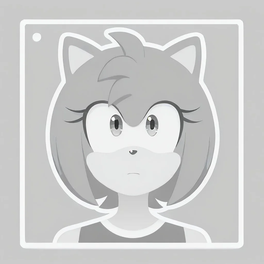 grayscale, placeholder style, amy rose, portrait, outline