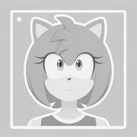 grayscale, placeholder style, amy rose, portrait, outline