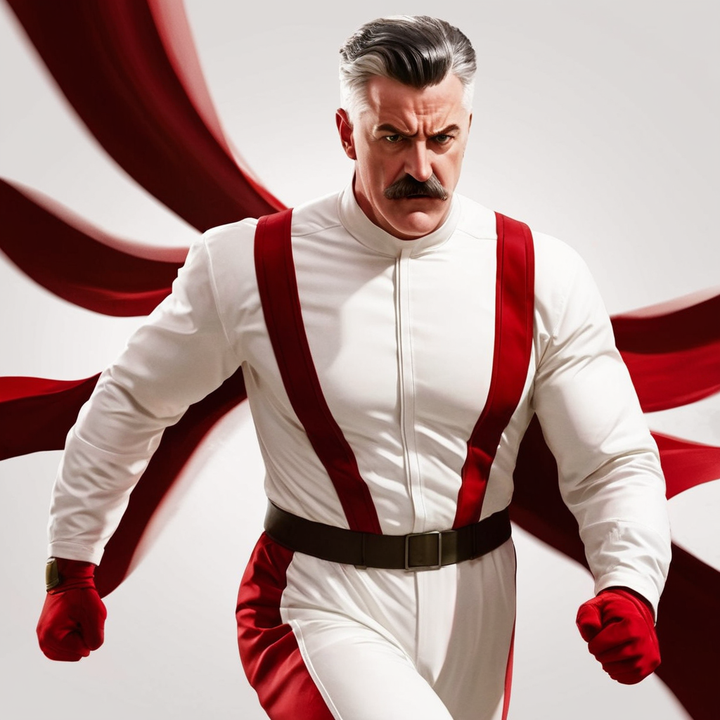 concept art of  <lora:J. Jonah Jameson:1>
portrait
J. Jonah Jameson an angry man with a mustache in a red and white outfit is running, digital artwork, illustrative, painterly, matte painting, highly detailed