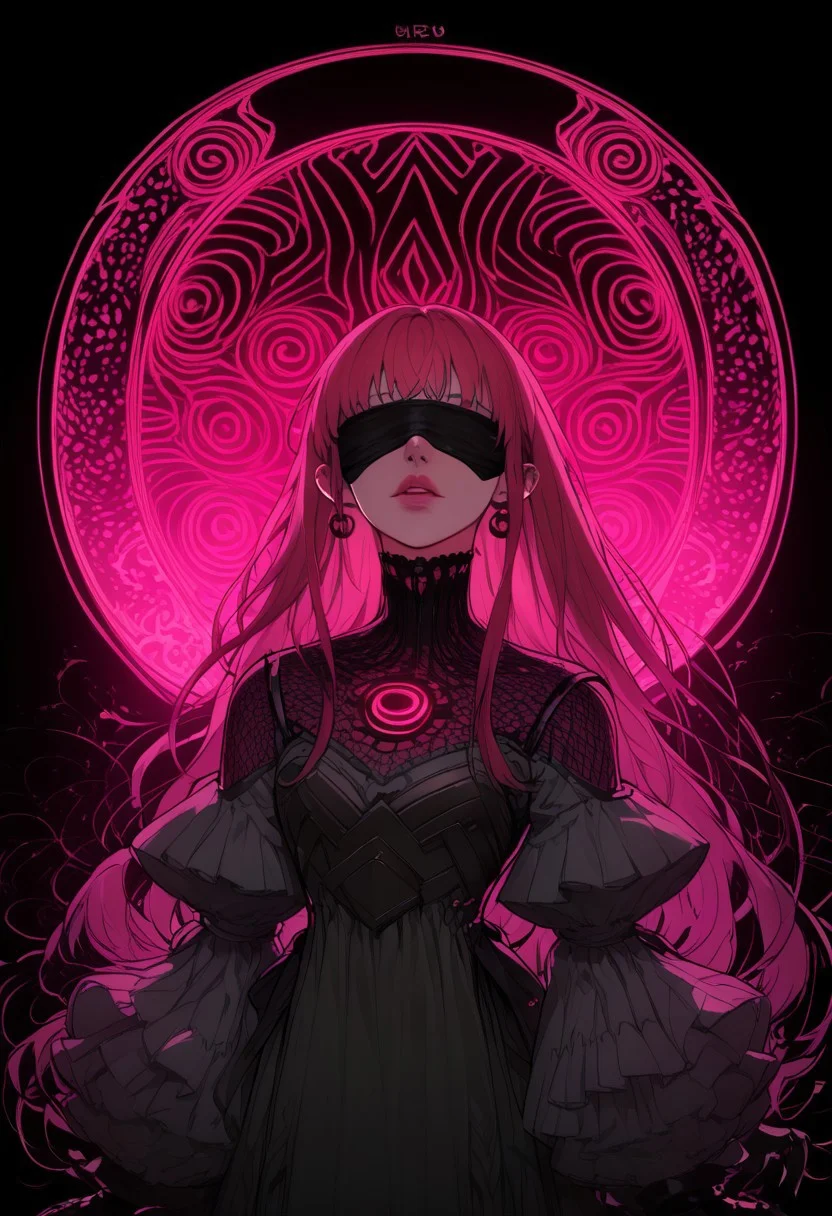 score_9, score_8_up,score_7_up, score_6_up, score_5_up, score_4_up, perfect body, perfect anatomy,
cyber paladin , perfect body, neon hair, long hair, fringe, blind fold ,
Line art 0.4, background colorful
