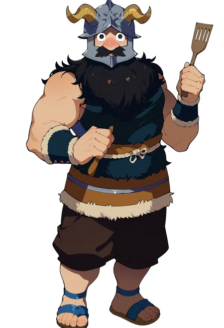 score_9,score_8_up,score_7_up,score_6_up, source_anime,
senshi, senshi original outfit, solo, looking at viewer, black hair, 1boy, standing, full body, male focus, horns, dungeon meshi, facial hair, sandals, helmet, beard, fake horns, horned helmet, long beard, thick mustache, dwarf,
white background, simple background, googly eyes, spatula, holding spatula,
masterpiece, best quality, very aesthetic, absurdres
<lora:dungeon_meshi_collection_v23:1>