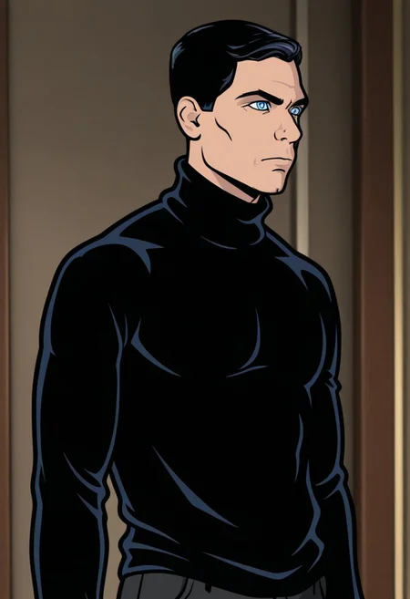 masterpiece,best quality,amazing quality,
sterlingarche, 1boy, male focus, solo, blue eyes, black hair, shirt, black shirt, turtleneck, long sleeves, serious,