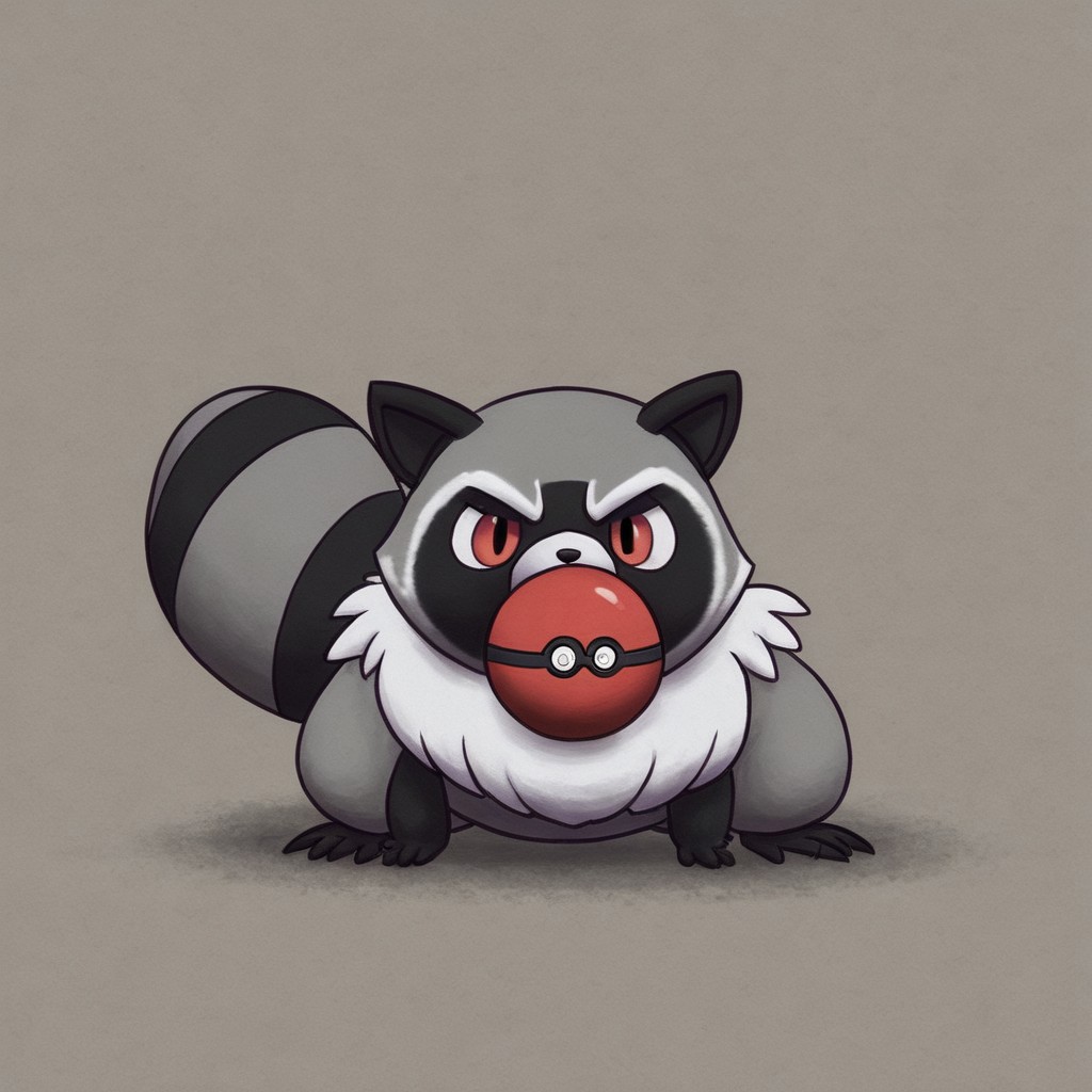 (pokemon creature:,Goomy, Raccoon, Satan,color scheme), trending on artstation, HD