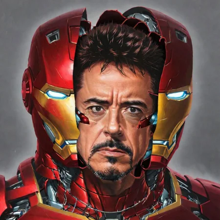 Split head Tony Stark inside Iron man