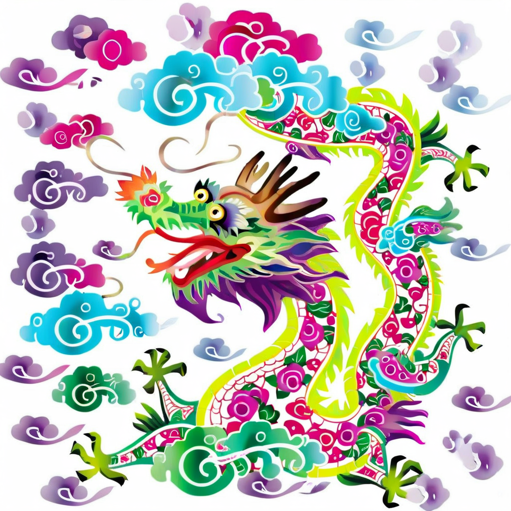 an image of  a colorful chinese dragon,cloud,water,solid white  background,colorful SP_CN_PPC,paper cutting <lora:0204_paper_cutting-checkpoint-5000:1.0>