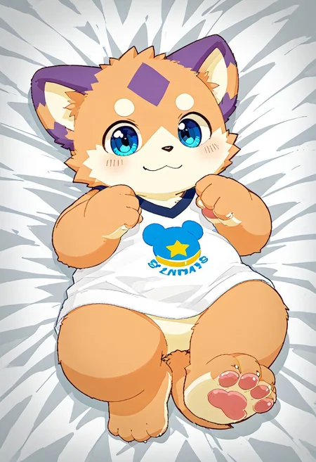 score_9, score_8_up, score_7_up, rating_safe, zuppu11, ((((yne)))), ((((sdgs)))), CuteRB, cute, 1boy, solo, furry, kemono, lying on bed
